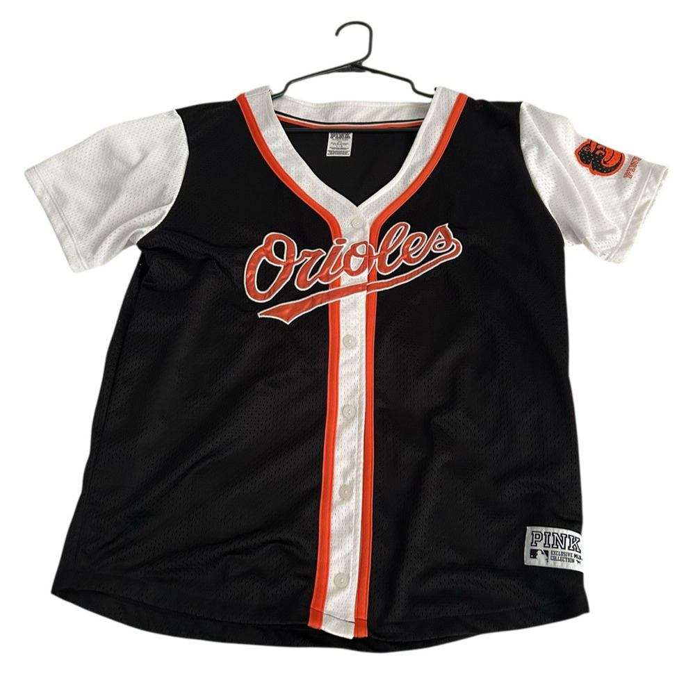 Baltimore Orioles MLB PINK by Victoria's Secret Black Jersey Women's Large Rare